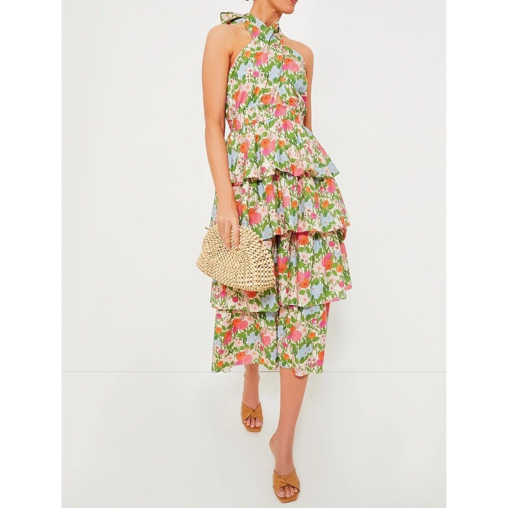 Hyacinth House Tuckernuck Begonia Floral Jenny Halter Neck Midi Dress $198 NWOT